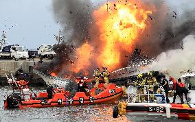 SOUTH KOREA-JEJU-FISHING BOATS-FIRE