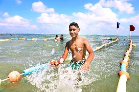 EGYPT-ALEXANDRIA-BEACH FOR VISUALLY-IMPAIRED PEOPLE