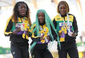 (SP)U.S.-EUGENE-ATHLETICS-WORLD CHAMPIONSHIPS-WOMEN'S 100M-AWARDING CEREMONY