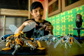 INDONESIA-BOGOR-INSECT ROBOT TOYS-RECYCLED MATERIALS