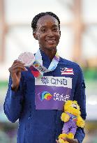 (SP)U.S.-EUGENE-ATHLETICS-WORLD CHAMPIONSHIPS-WOMEN'S 400M HURDLES-AWARDING CEREMONY