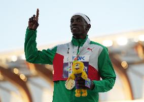 (SP)U.S.-EUGENE-ATHLETICS-WORLD CHAMPIONSHIPS-MEN'S TRIPLE JUMP-AWARDING CEREMONY