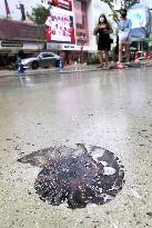 Fossils in pavement outside Bangkok mall