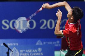 (SP)INDONESIA-SURAKARTA-ASEAN PARA GAMES-BADMINTON-MEN'S TEAM STANDING-FINAL-INDONESIA VS THAILAND