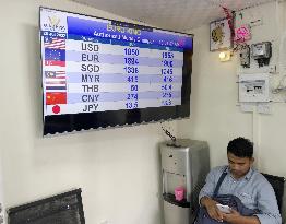 Currency exchange counter in Myanmar