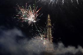 PAKISTAN-LAHORE-INDEPENDENCE DAY-FIREWORKS