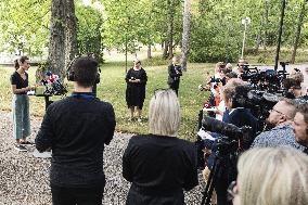 Prime minister of Finland Sanna Marin meets media