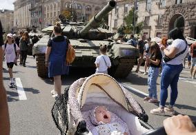 Destroyed Russian tanks on display in Kyiv