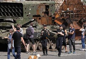 Destroyed Russian tanks on display in Kyiv