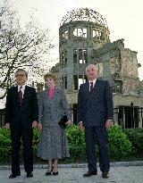 Former Soviet President Mikhail Gorbachev in Hiroshima in 1992