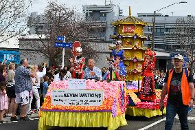 NEW ZEALAND-HASTINGS-BLOSSOM PARADE-CHINESE-THEMED FLOAT
