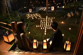 Candles lit up at Kyoto temple