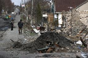 Destruction in Bucha near Kyiv