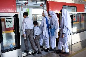 PAKISTAN-LAHORE-CHINA-CPEC-ORANGE LINE METRO TRAIN-CONVENIENCE