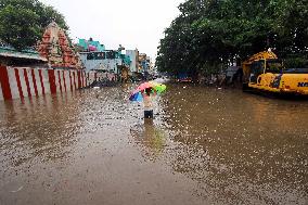 INDIA-CHENNAI-RAINFALL-WATERLOGGED STREET