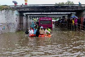 INDIA-CHENNAI-RAINFALL-WATERLOGGED STREET