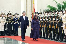 CHINA-BEIJING-XI JINPING-TANZANIA-PRESIDENT-TALKS (CN)