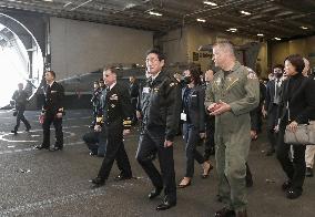 Kishida boards U.S. aircraft carrier Ronald Reagan