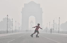 INDIA-NEW DELHI-CHILDREN-ROLLER SKATING