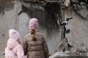 Banksy's new artwork in war-torn Ukraine
