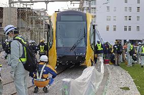 LRT train derails during test run in Utsunomiya