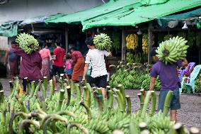 MYANMAR-YANGON-BANANA AND COCONUT MARKET