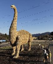 Giant straw artwork of dinosaur