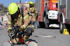 ISRAEL-SAFED-FIREFIGHTERS-DRILL
