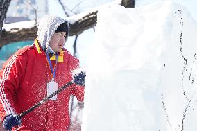 CHINA-HEILONGJIANG-HARBIN-ICE SCULPTURE-COLLEGE STUDENTS-COMPETITION (CN)