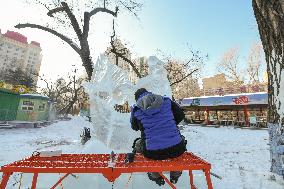 CHINA-HARBIN-ICE SCULPTURE COMPETITION (CN)