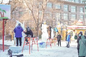 CHINA-HARBIN-ICE SCULPTURE COMPETITION (CN)