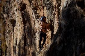 NEPAL-KATHMANDU-VISUALLY IMPAIRED PEOPLE-ROCK CLIMBING