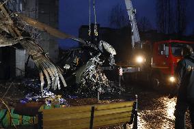 Helicopter crashes in Kyiv suburb