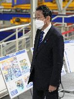 Japan PM inspects factory in Ishikawa Pref.