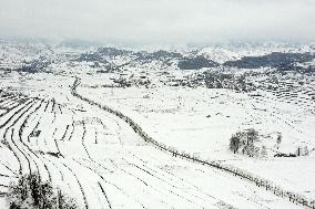CHINA-GANSU-DINGXI-SNOW-AERIAL VIEW (CN)