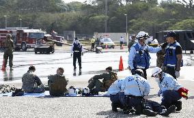 Japan-U.S. joint anti-disaster drill in Okinawa