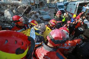 TÜRKIYE-ANTAKYA-EARTHQUAKES-SURVIVOR-RESCUE