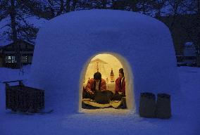 Illuminated snow domes in northeastern Japan