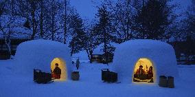 Illuminated snow domes in northeastern Japan