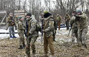 Ukrainian civil defense corps in training