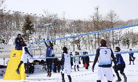 Snow volleyball match in Japan