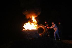 MIDEAST-GAZA CITY-NIGHT PROTESTS