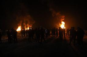 MIDEAST-GAZA CITY-NIGHT PROTESTS