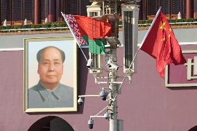 Belarusian, Chinese flags in Beijing