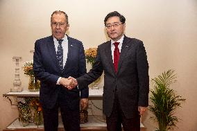 INDIA-NEW DELHI-CHINA-QIN GANG-RUSSIAN FM-MEETING