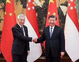 CHINA-BEIJING-XI JINPING-SINGAPOREAN PM-MEETING (CN)
