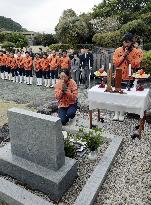 Memorial service for dead whales in whaling town in Japan
