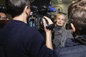 Chairperson of The Finns Party Riikka Purra voting during parliamentary elections