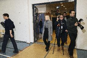 Chairperson of The Finns Party Riikka Purra voting during parliamentary elections