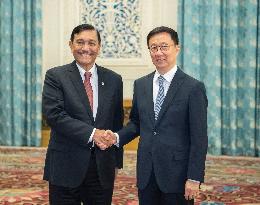 CHINA-BEIJING-HAN ZHENG-INDONESIAN COORDINATING MINISTER-MEETING (CN)